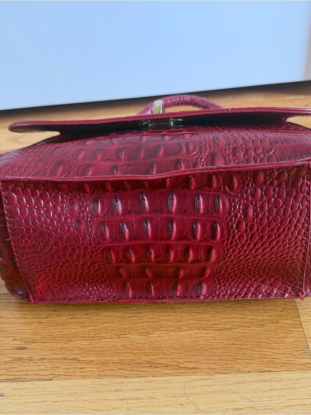 Marc Fisher Croc-Embossed Top-Handle Satchel in Burgundy - Picture 6 of 7